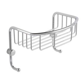 Just Taps Wall Shelf Basket with Hooks 290mm Wide- Chrome