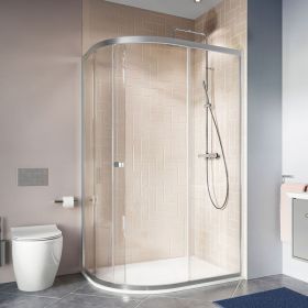 Crosswater Shower Enclosures Clear 6 Silver Offset Quadrant Single Door 1000 x 800mm