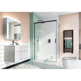 Crosswater Shower Enclosures Design 8 Matt Black  Side Panel 900mm