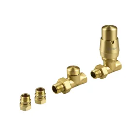 Tissino Marcello Straight Valves including Thermostatic Head - Brushed Brass