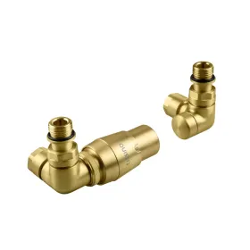 Tissino Marcello Double Angle Valves including Thermostatic Head - Brushed Brass