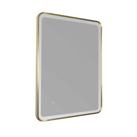 Just Taps HIX Rectangular LED Illuminated Bathroom Mirror 800mm H x 600mm W  With Light Brushed Brass