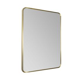 Just Taps HIX Rectangular Bathroom Mirror 800mm H x 600mm W Without Light Brushed Brass 