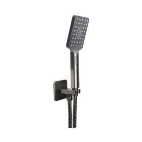 Just Taps HIX Square Water Outlet with Holder, Hose and Hand Shower Brushed Black