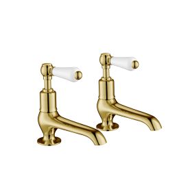 Just Taps Grosvenor Lever Antique Brass Edition Lever Long Nose Basin Taps