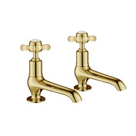 Just Taps Grosvenor Pinch Antique Brass Edition Long Nose Basin Taps