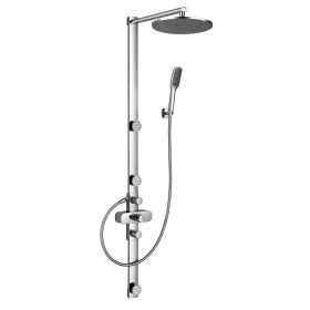 Flova Allore exposed thermostatic shower column with hand shower set, body jets and over head shower