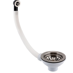 Just Taps Inox Basket Strainer Kitchen Sink Waste, Overflow Pipework & Cover - 90mm
