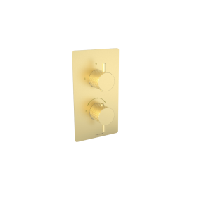 Saneux COS 2 way thermostatic shower valve kit with knurled handles – Brushed Brass