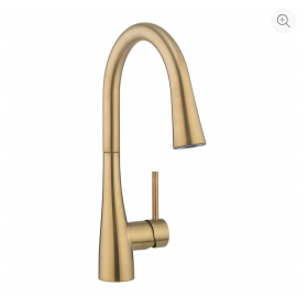 Crosswater Cucina Cook Mono Kitchen Mixer with Concealed Dual Function Pull Out Spray - Brushed Brass