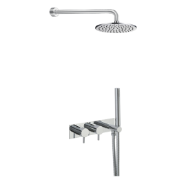 Just Tap Round Thermostat with Attached Handshower and Overhead