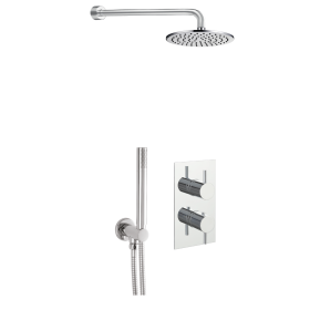 Just Taps Round Thermostat with Overhead Shower and Fixed Shower Handle
