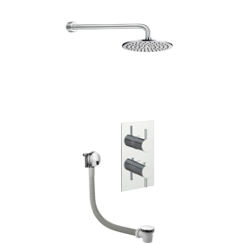 Just Tap Round Thermostat with Overhead Shower and Bath Filler