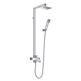 Flova Essence exposed manual shower column with hand shower set, over head shower and diverter bath spout