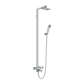 Flova Essence thermostatic exposed shower column with hand shower set, over head shower and diverter bath spout