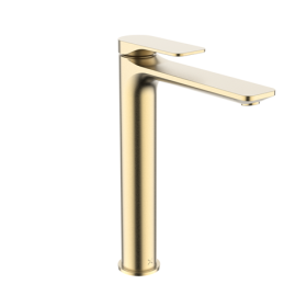 Crosswater Fuse Brushed Brass Tall Basin Monobloc With Clicker Waste