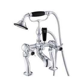 Just Taps Grosvenor Pinch Black Edition Deck Mounted Bath Shower Mixer with Kit – 355mm