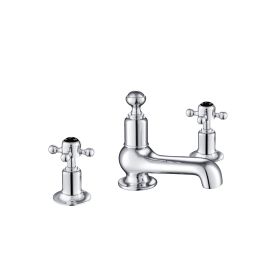 Just Taps Grosvenor Cross 3 Hole Deck Mounted Basin Mixer - Brass With Chrome Finishing