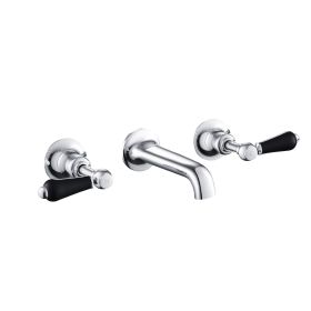 Just Taps Grosvenor Black  Lever 3 Hole Wall Mounted Basin Mixer