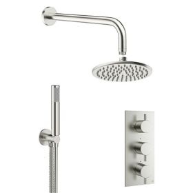Crosswater MPRO Brushed Stainless Steel Effect 2 Outlet 3-Handle Shower Bundle