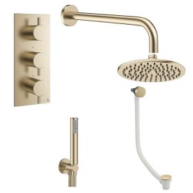Crosswater MPRO Brushed Brass 3 Outlet 3-Handle Bath / Shower Bundle
