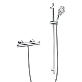Flova Levo thermostatic bar valve with slide rail and multi function hand shower