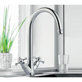 Clearwater Cottage C Twin Lever Kitchen Sink Mixer Tap With Dual Flow