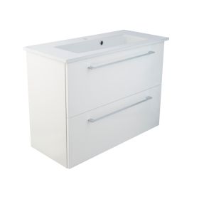 Just Taps Pace 800 wall mounted unit with two drawers – White