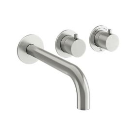 Crosswater Module 2 Outlet 2 Handle Shower Valve & Bath Spout Brushed Stainless Steel