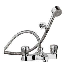 Just Taps Plus Continental Bath Shower Mixer with Kit-Brass With Chrome Finishing