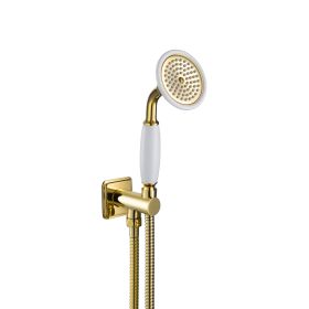 Just Taps Grosvenor Water Outlet and Holder with Hand-Shower, Side Fixing-Antique Brass