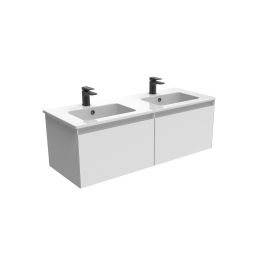 Saneux UNI 120cm 1 drawer wall mounted double unit – Matte White