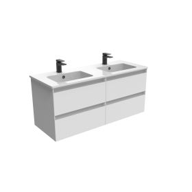 Saneux UNI 120cm 2 drawer wall mounted double unit – Matte White