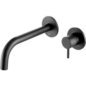 Just Taps VOS Single Lever Wall Mounted Basin Mixer with Spout 250mm Matt Black