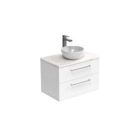 Saneux AUSTEN 72cm 2 drawer wall mounted unit – Gloss White