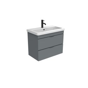 Saneux INDIGO 80cm 2 drawer wall mounted unit – Matte Pewter Grey