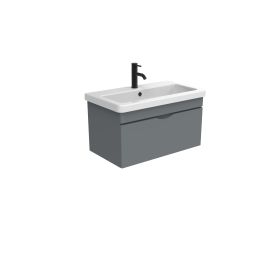 Saneux INDIGO 80cm 1 drawer wall mounted unit – Matte Pewter Grey
