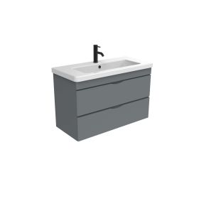 Saneux INDIGO 100cm 2 drawer wall mounted unit – Matte Pewter Grey
