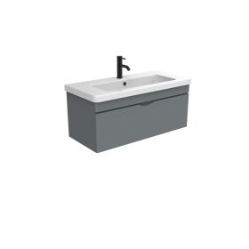 Saneux INDIGO 100cm 1 drawer wall mounted unit – Matte Pewter Grey