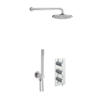 Just Taps Round Thermostat with Overhead Shower and Fixed Shower Handle