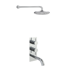 Just Taps Round Thermostat Bath Shower Filler with Overhead Shower