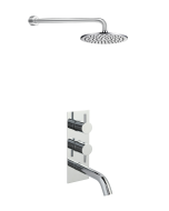 Just Taps Round Thermostat Bath Shower Filler with Overhead Shower