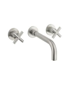 Crosswater MPRO Crosshead Basin 3 Hole Set Brushed Stainless Steel Effect - H: 75.5mm P: 192mm