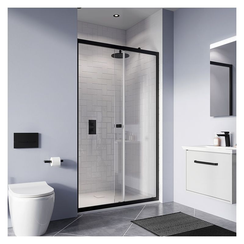 Crosswater Shower Enclosures Clear 6 Matt Black Single Sliding Door 1500mm