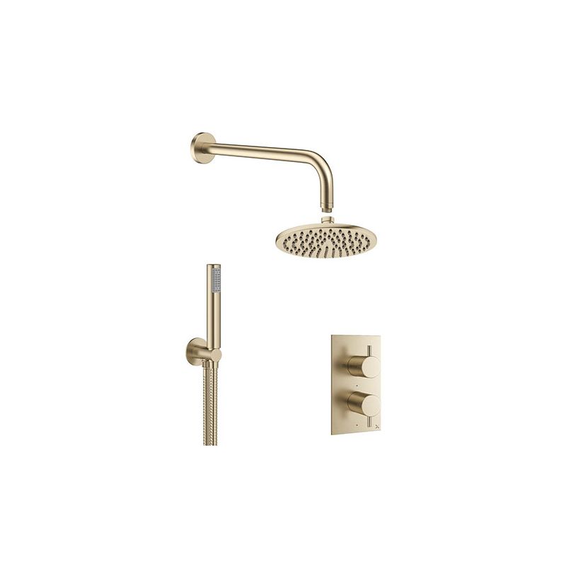 Crosswater MPRO Brushed Brass 2 Outlet 2Handle Shower Bundle