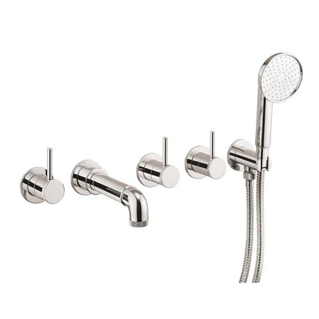 Crosswater MPRO Industrial 5 Hole Bath Filler with Spout & Handset – Chrome