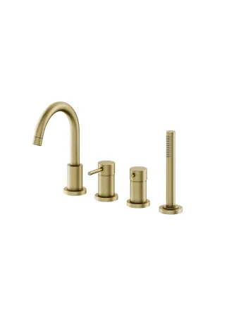 Tissino Lucia Deck Mounted Bath Filler 4 Hole - Brushed Brass