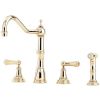 Perrin And Rowe Alsace Kitchen Sink Mixer Tap With Lever Handles With Rinse Gold