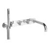 Just Taps Florence Round 5 Hole Horizontal Thermostatic Valve With Bath Spout And Shower Attachment On One Plate