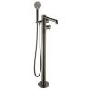 Just Taps Floor standing bath shower mixer with lever and kit Brushed Black